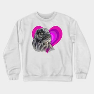 Beautiful black mini lop bunny on a rainbow heart! Crewneck Sweatshirt